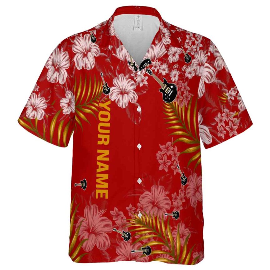 Customized Guitar Hibiscus Pattern Hawaiian Shirt Fashion forward