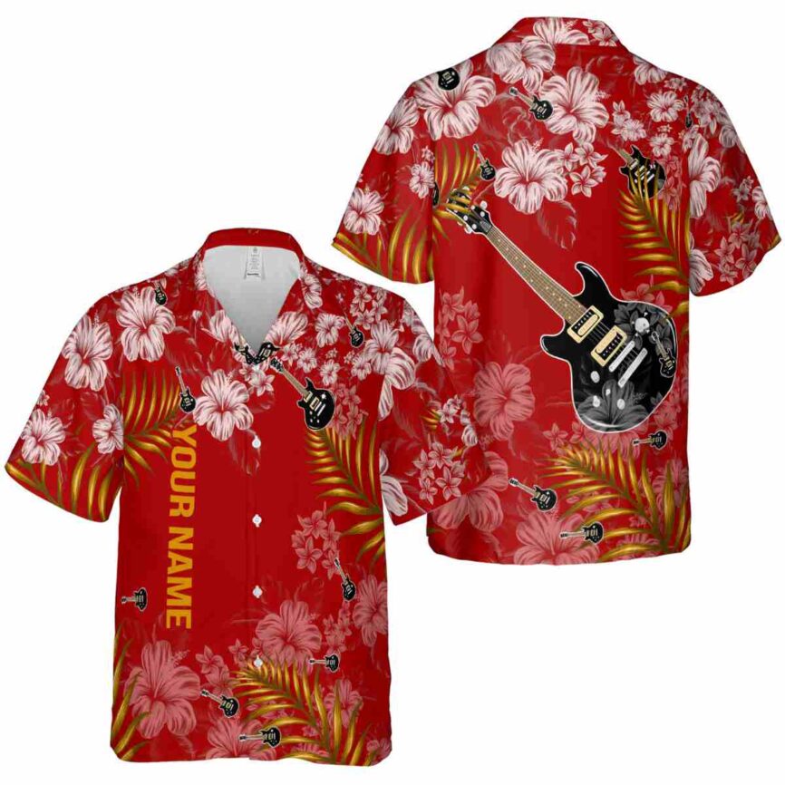 Customized Guitar Hibiscus Pattern Hawaiian Shirt Premium grade