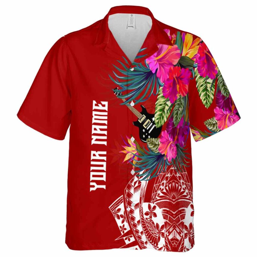 Customized Guitar Polynesian Flowers Hawaiian Shirt Fashion forward