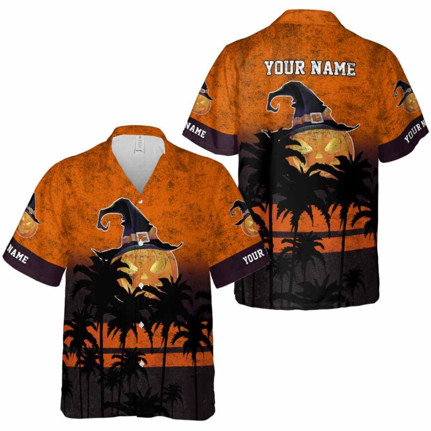 Customized Halloween Sunset Gradient Hawaiian Shirt Premium grade