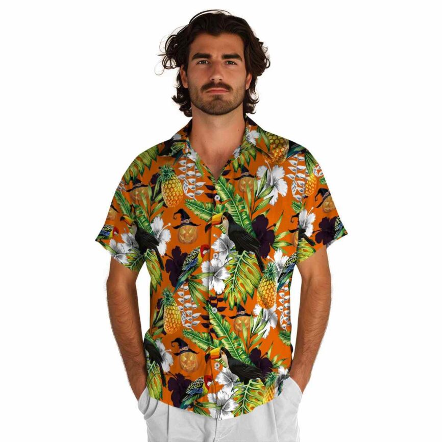 Customized Halloween Toucan Bird Hawaiian Shirt New Arrival