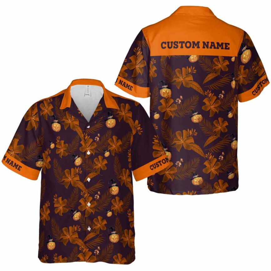 Customized Halloween Tropical Flower Hawaiian Shirt Premium grade