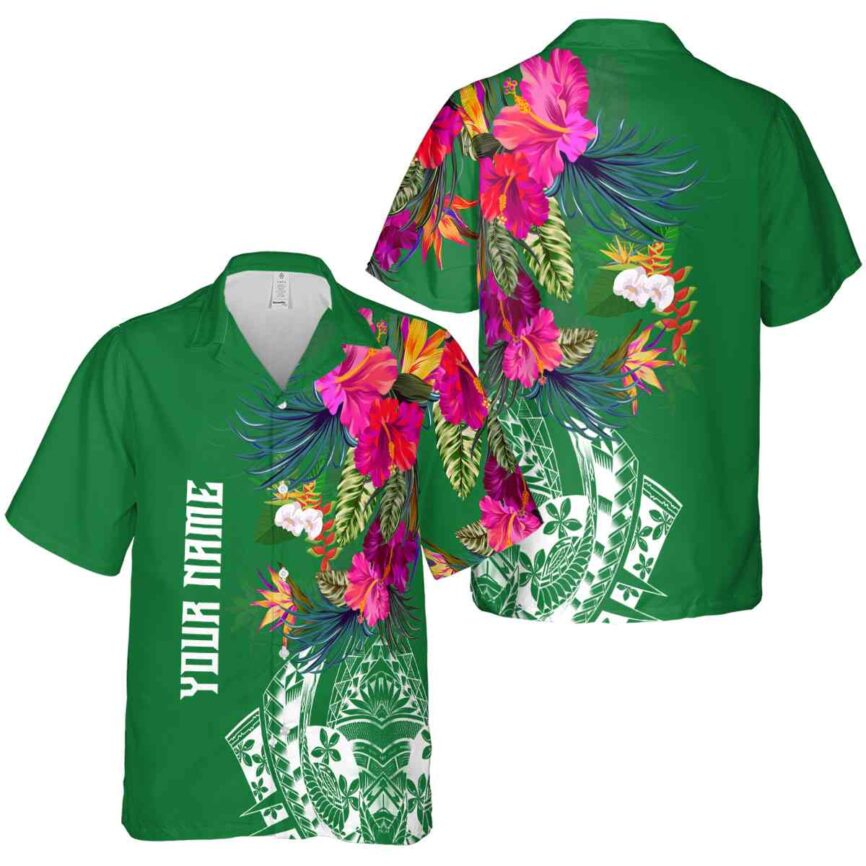 Customized Hawaiian Flower Shirt Polynesian Flowers Hawaiian Shirt Premium grade
