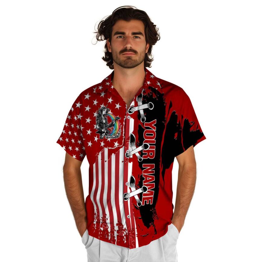 Customized Heavy Metal Flag Stitches Hawaiian Shirt New Arrival
