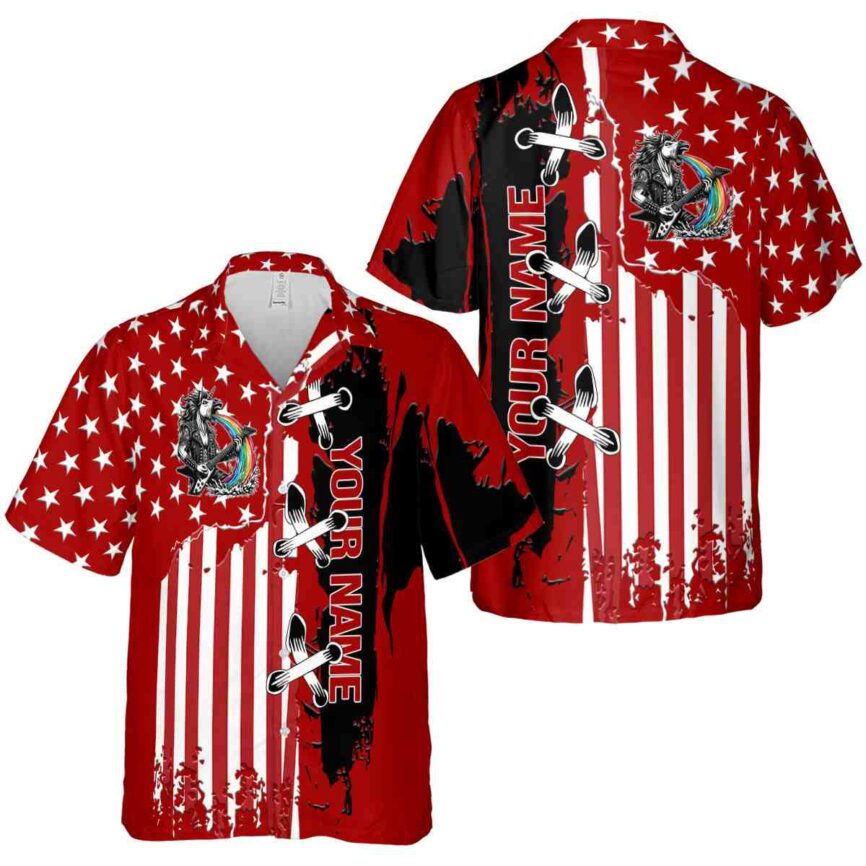 Customized Heavy Metal Flag Stitches Hawaiian Shirt Premium grade