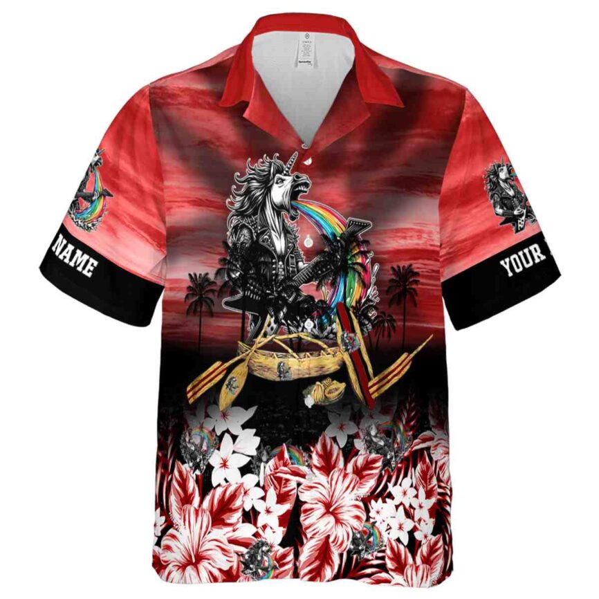 Customized Heavy Metal Sunset Beach Canoe Hawaiian Shirt Fashion forward