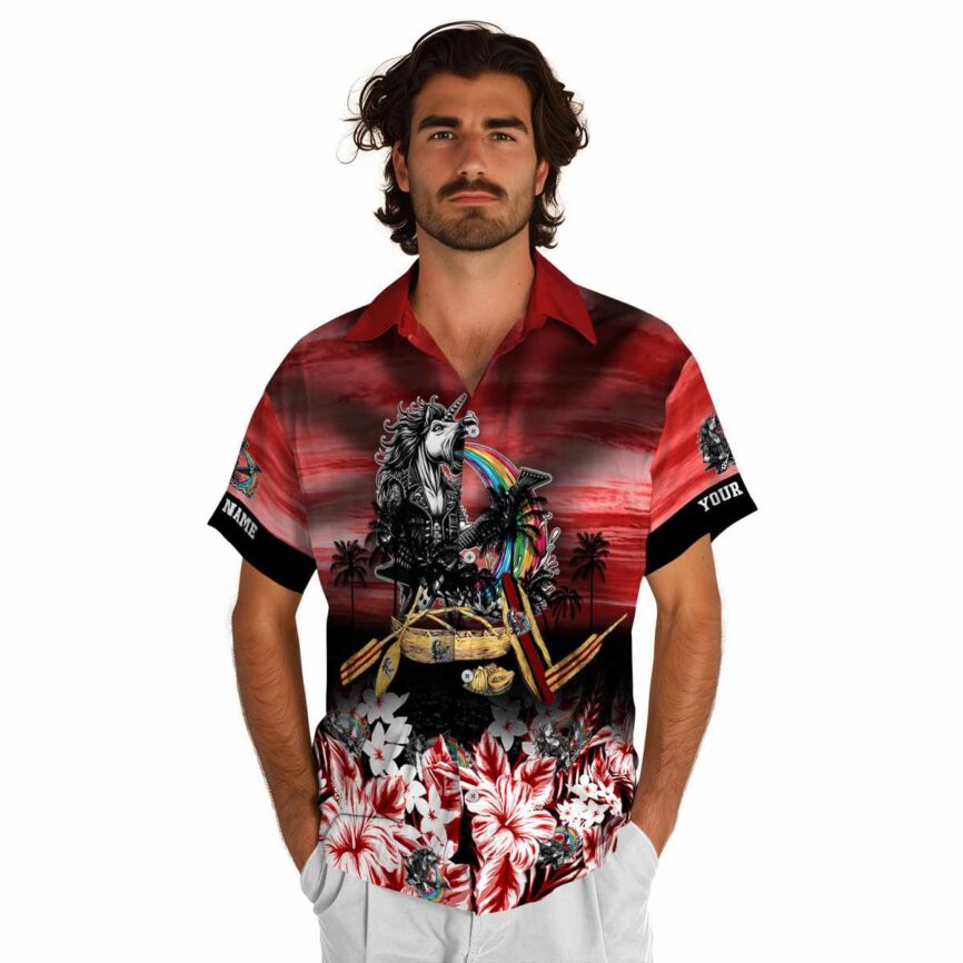 Customized Heavy Metal Sunset Beach Canoe Hawaiian Shirt New Arrival
