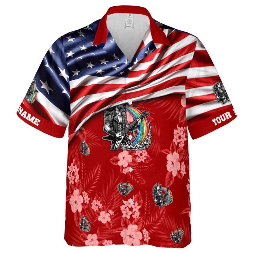 Customized Heavy Metal US Flag Themed Hawaiian Shirt Fashion forward