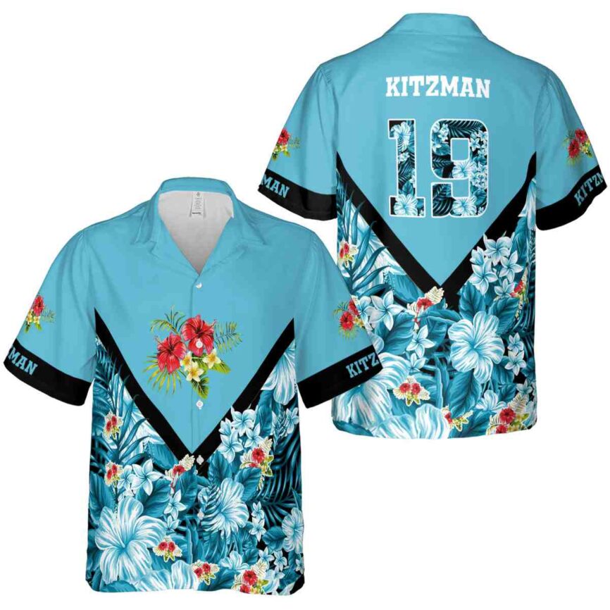 Customized Hibiscus Bold Floral Number Hawaiian Shirt Premium grade