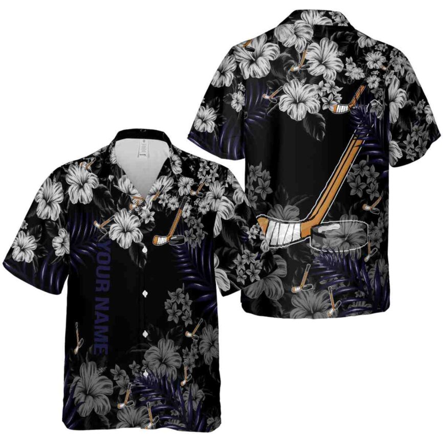 Customized Hockey Hibiscus Pattern Hawaiian Shirt Premium grade