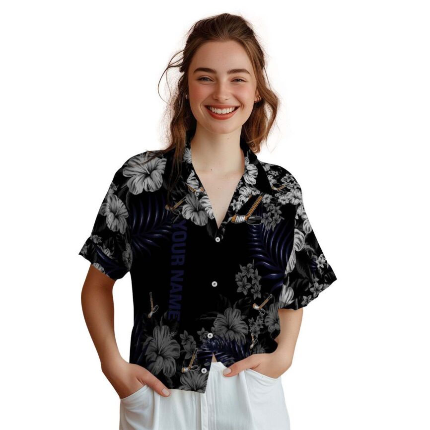 Customized Hockey Hibiscus Pattern Hawaiian Shirt Top rated