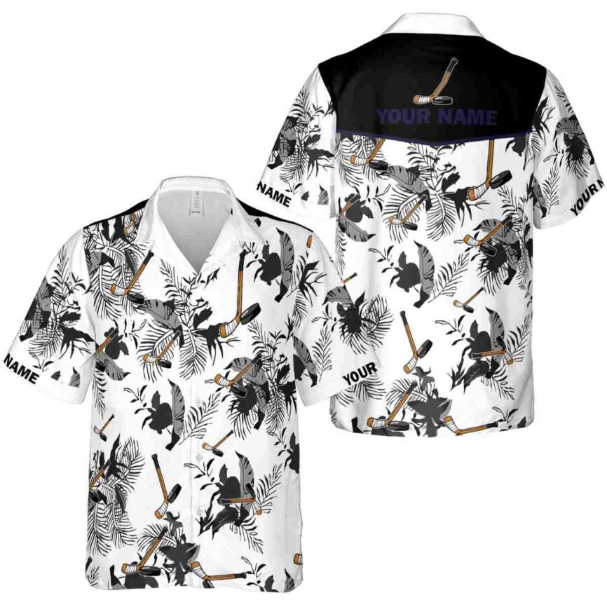 Customized Hockey Leafy Accents Hawaiian Shirt Premium grade