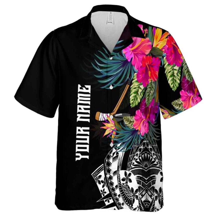Customized Hockey Polynesian Flowers Hawaiian Shirt Fashion forward