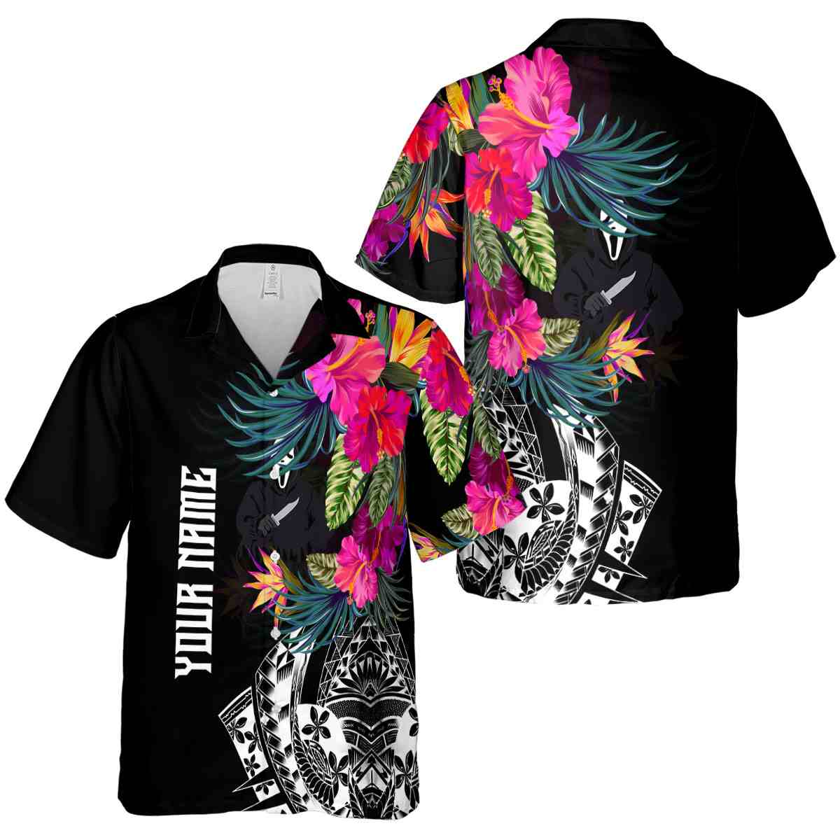 Customized Horror Polynesian Flowers Hawaiian Shirt Premium grade Customized Horror Polynesian Flowers Hawaiian Shirt Premium grade