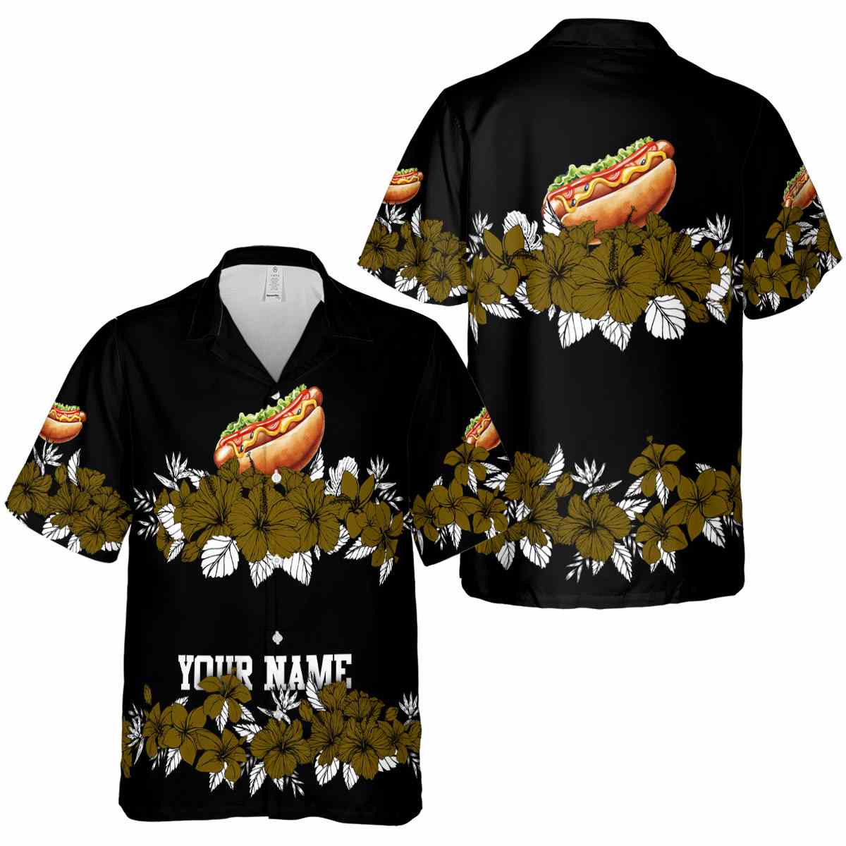 Customized Hot Dog Hibiscus Band Hawaiian Shirt Premium grade Customized Hot Dog Hibiscus Band Hawaiian Shirt Premium grade