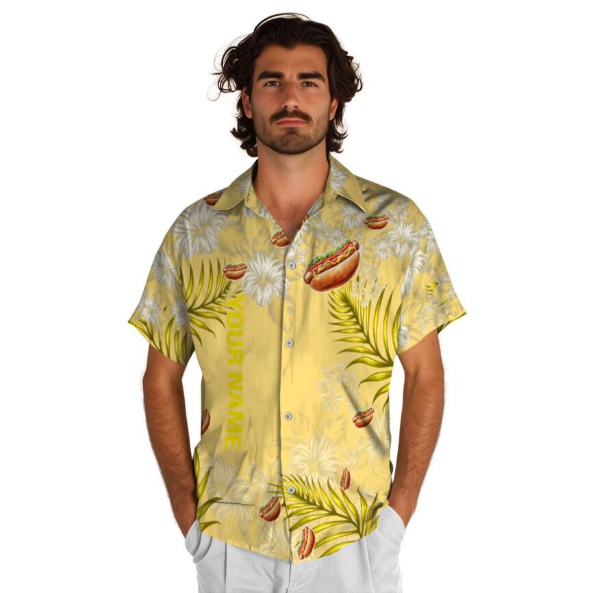 Customized Hot Dog Hibiscus Pattern Hawaiian Shirt New Arrival