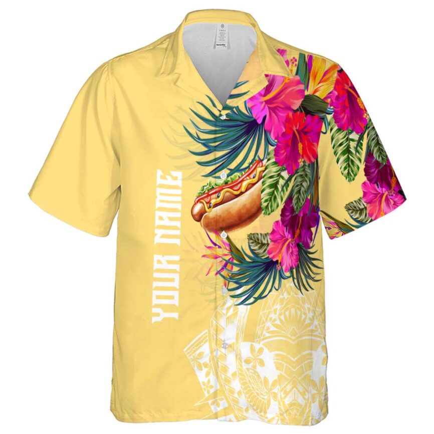 Customized Hot Dog Polynesian Flowers Hawaiian Shirt Fashion forward