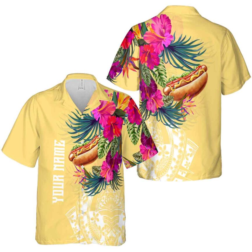 Customized Hot Dog Polynesian Flowers Hawaiian Shirt Premium grade