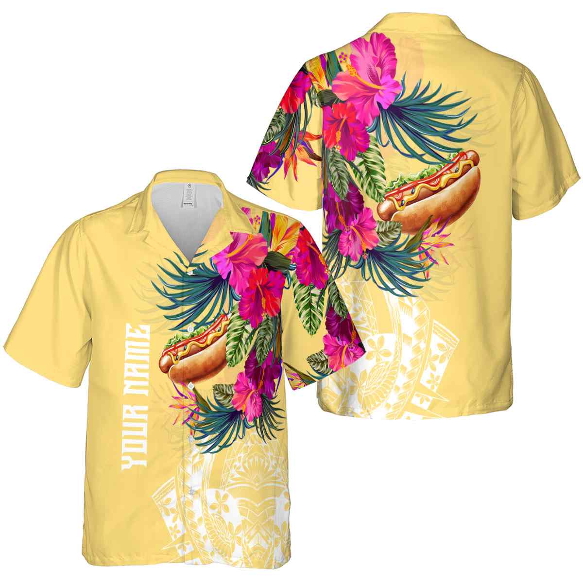 Customized Hot Dog Polynesian Flowers Hawaiian Shirt Premium grade Customized Hot Dog Polynesian Flowers Hawaiian Shirt Premium grade
