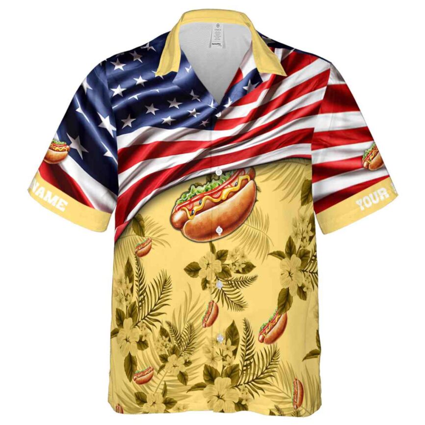Customized Hot Dog US Flag Themed Hawaiian Shirt Fashion forward