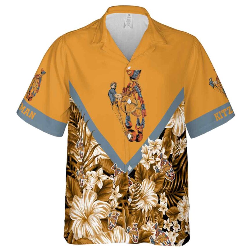 Customized Ironworker Bold Floral Number Hawaiian Shirt Fashion forward