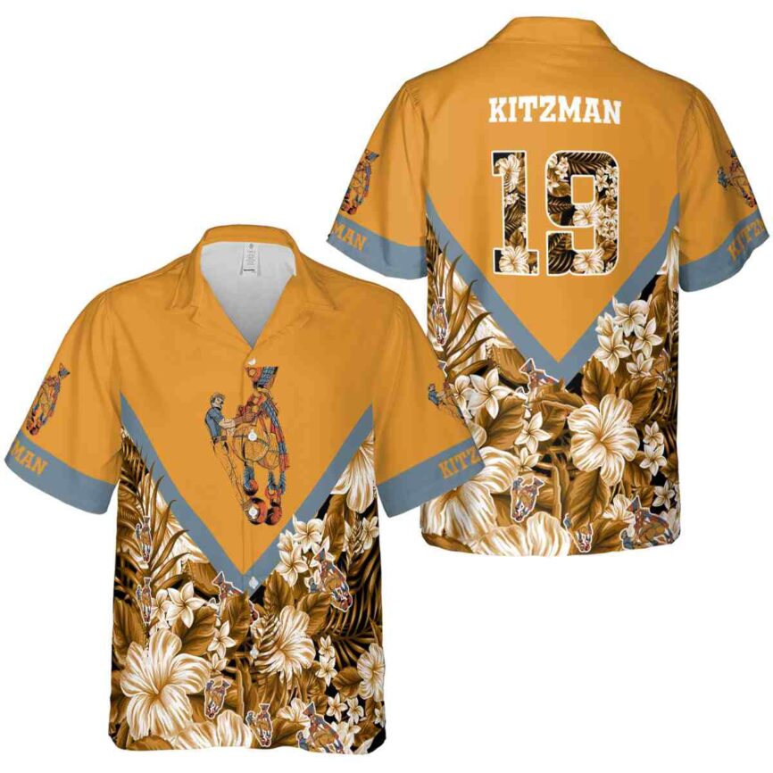 Customized Ironworker Bold Floral Number Hawaiian Shirt Premium grade