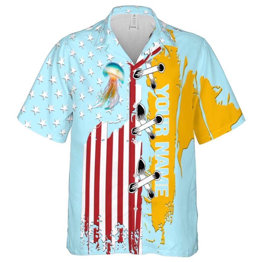 Customized Jellyfish Flag Stitches Hawaiian Shirt Fashion forward
