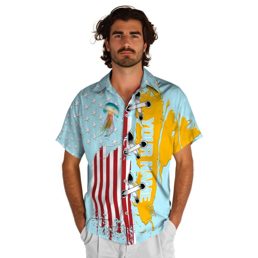 Customized Jellyfish Flag Stitches Hawaiian Shirt New Arrival