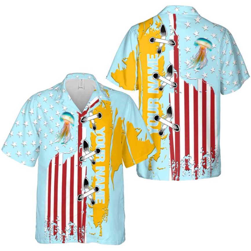Customized Jellyfish Flag Stitches Hawaiian Shirt Premium grade