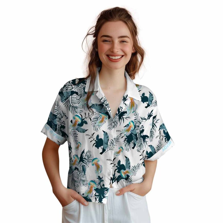 Customized Jellyfish Leafy Accents Hawaiian Shirt Top rated