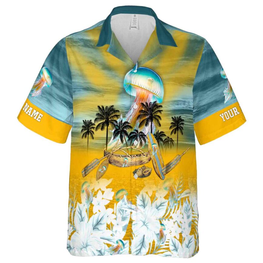 Customized Jellyfish Sunset Beach Canoe Hawaiian Shirt Fashion forward