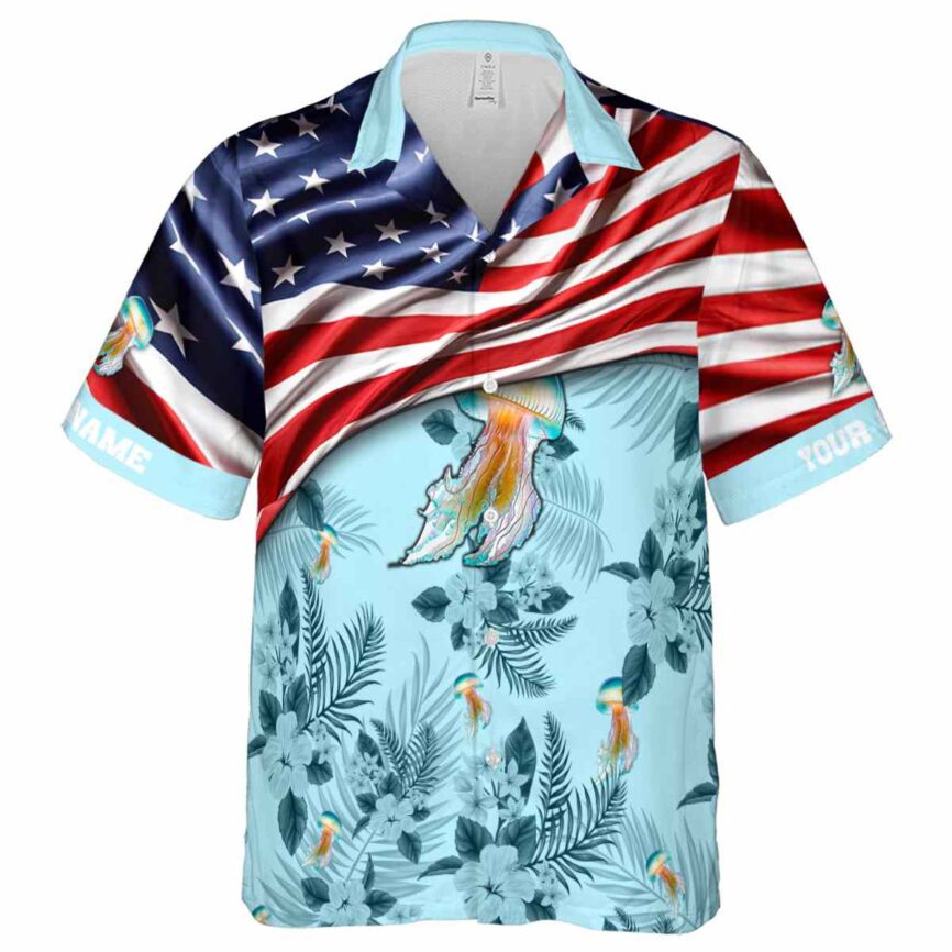 Customized Jellyfish US Flag Themed Hawaiian Shirt Fashion forward