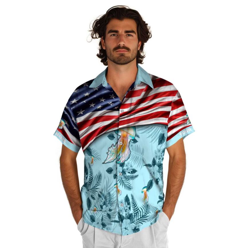 Customized Jellyfish US Flag Themed Hawaiian Shirt New Arrival