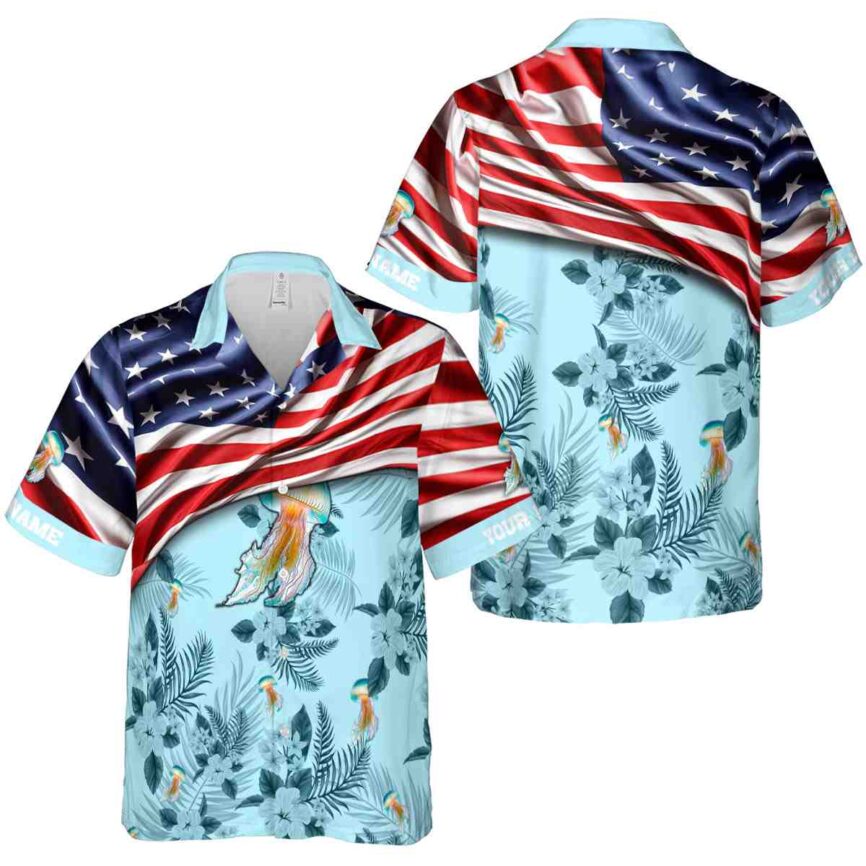 Customized Jellyfish US Flag Themed Hawaiian Shirt Premium grade