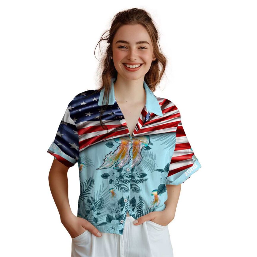 Customized Jellyfish US Flag Themed Hawaiian Shirt Top rated