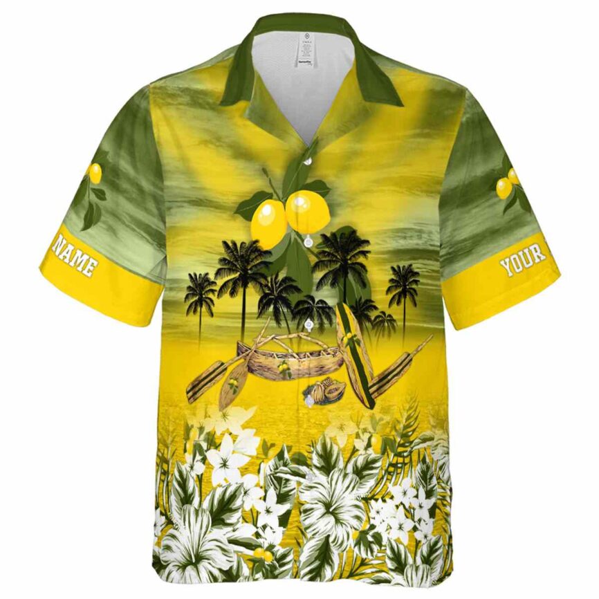 Customized Lemon Sunset Beach Canoe Hawaiian Shirt Fashion forward