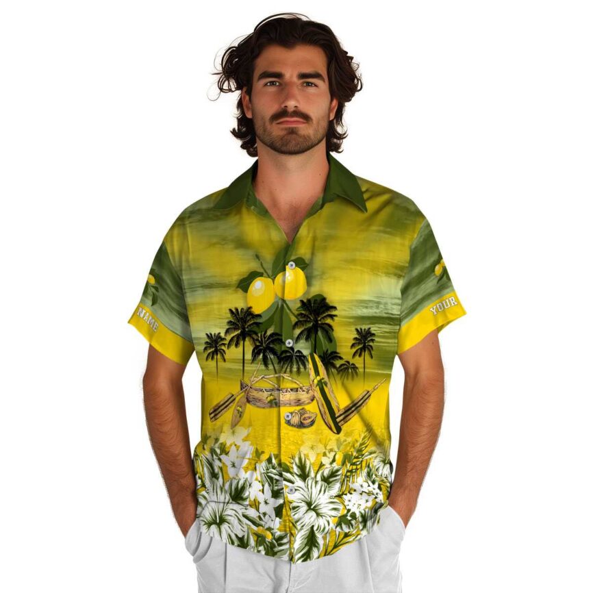 Customized Lemon Sunset Beach Canoe Hawaiian Shirt New Arrival