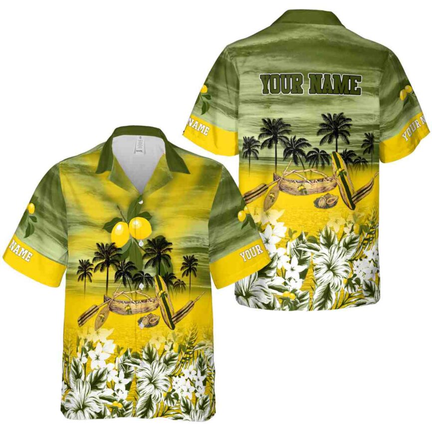 Customized Lemon Sunset Beach Canoe Hawaiian Shirt Premium grade