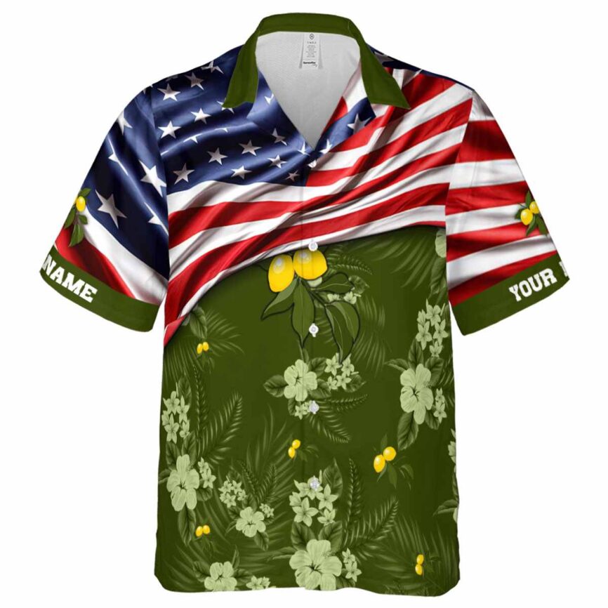 Customized Lemon US Flag Themed Hawaiian Shirt Fashion forward