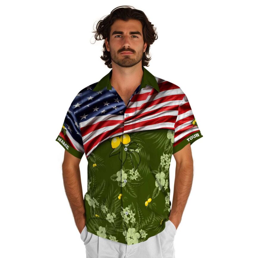 Customized Lemon US Flag Themed Hawaiian Shirt New Arrival