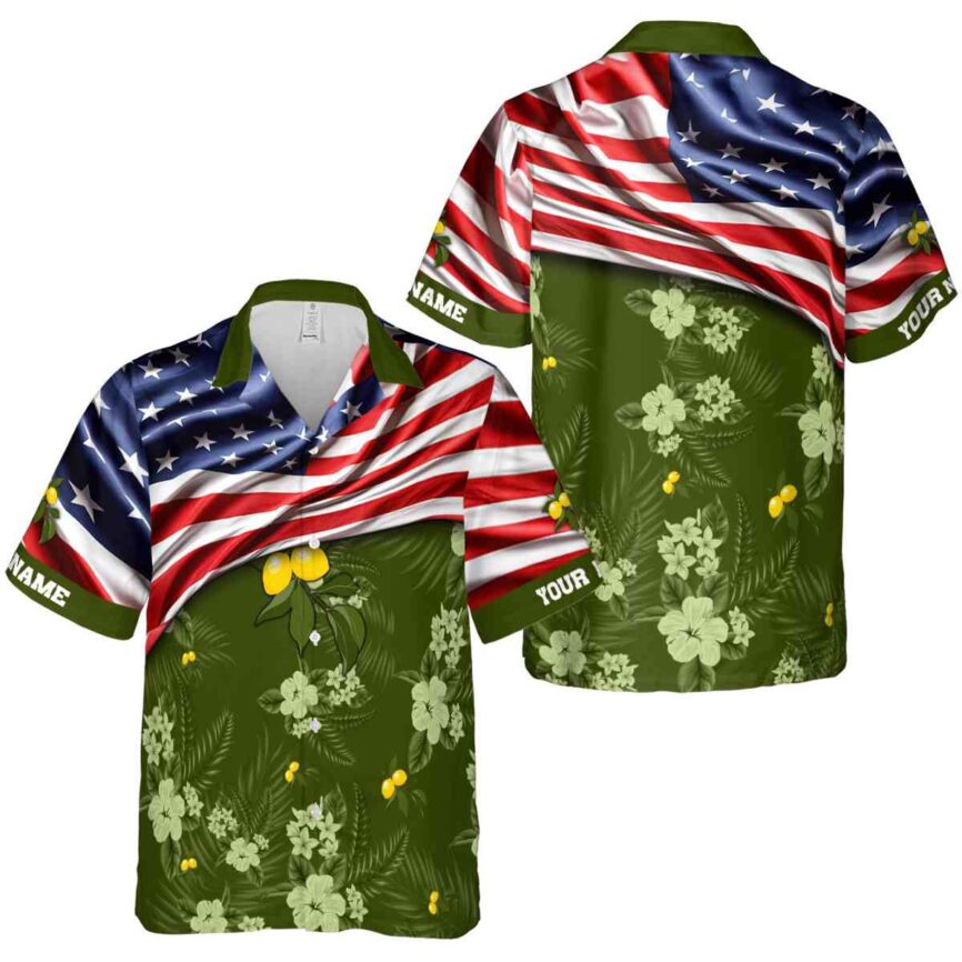 Customized Lemon US Flag Themed Hawaiian Shirt Premium grade