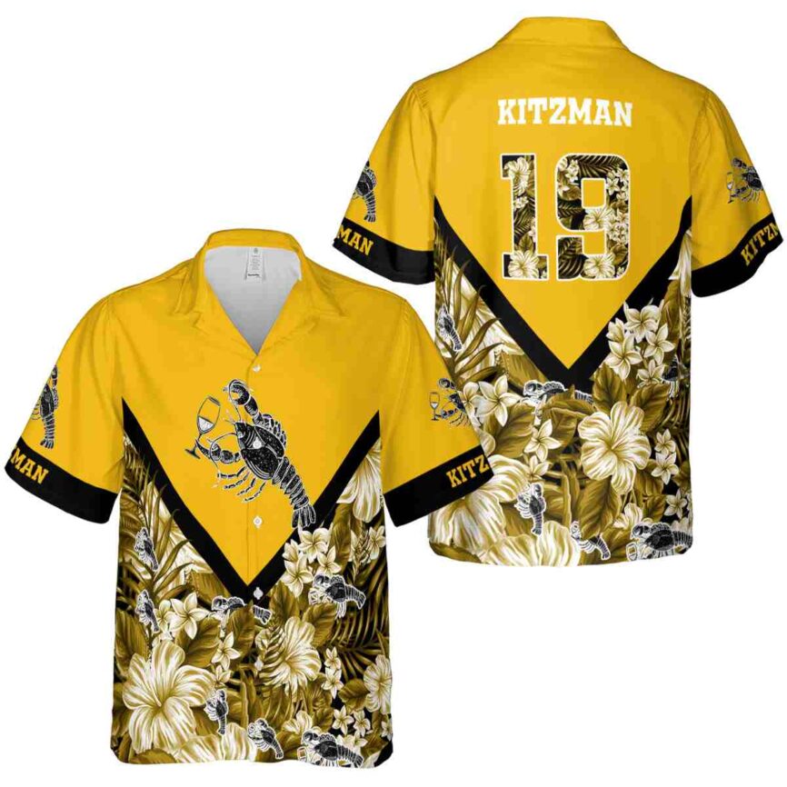 Customized Lobster Bold Floral Number Hawaiian Shirt Premium grade