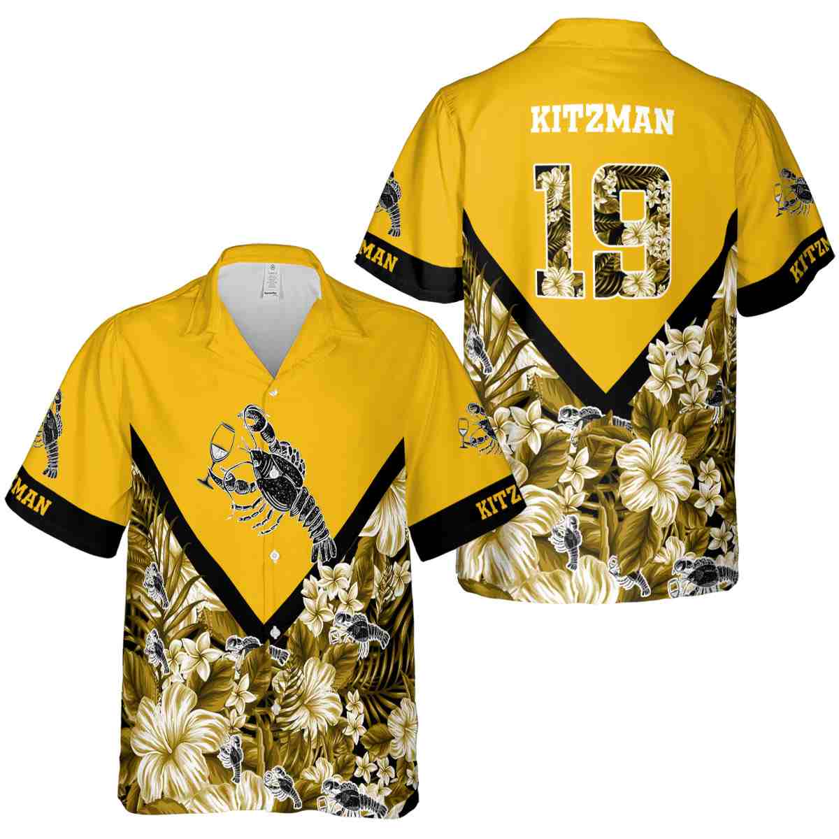 Customized Lobster Bold Floral Number Hawaiian Shirt Premium grade Customized Lobster Bold Floral Number Hawaiian Shirt Premium grade