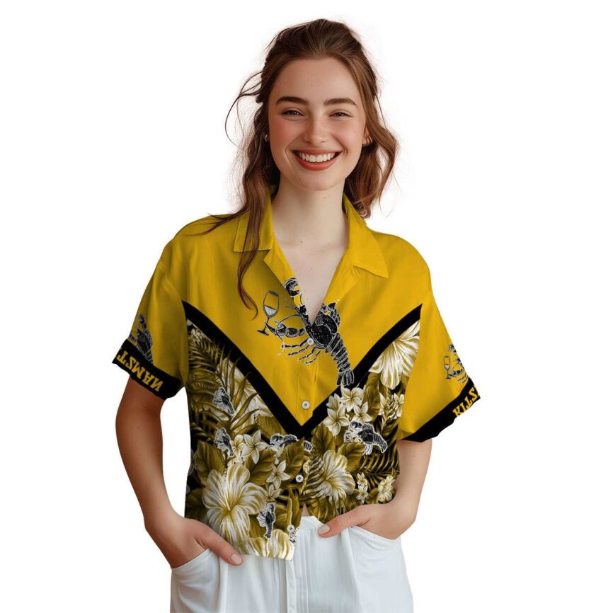 Customized Lobster Bold Floral Number Hawaiian Shirt Top rated