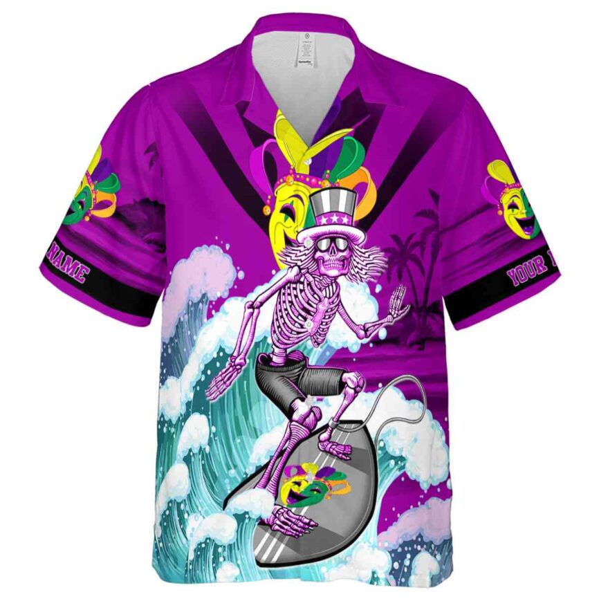 Customized Mardi Gras Grateful Dead Motif Hawaiian Shirt Fashion forward