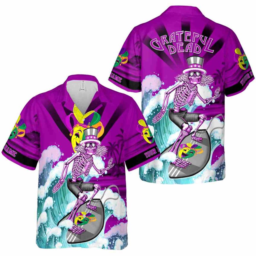 Customized Mardi Gras Grateful Dead Motif Hawaiian Shirt Premium grade