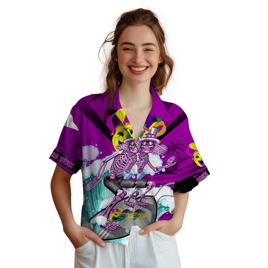 Customized Mardi Gras Grateful Dead Motif Hawaiian Shirt Top rated