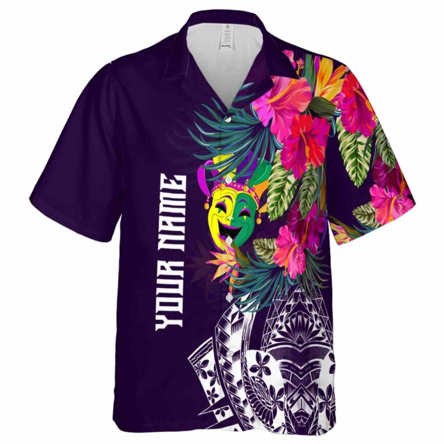 Customized Mardi Gras Polynesian Flowers Hawaiian Shirt Fashion forward