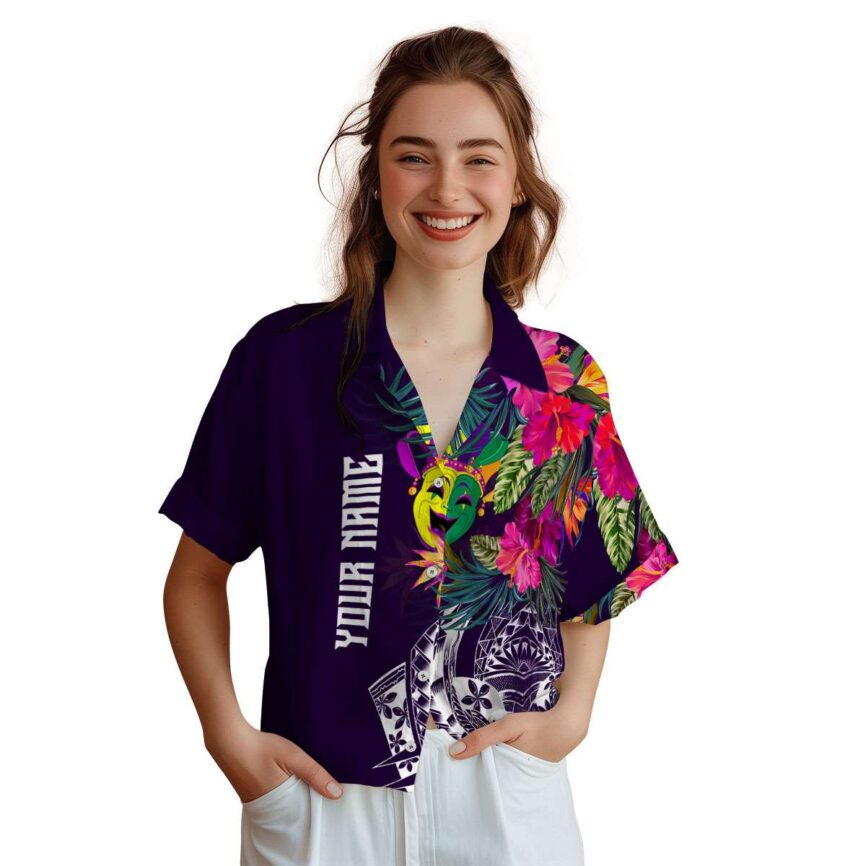 Customized Mardi Gras Polynesian Flowers Hawaiian Shirt Top rated