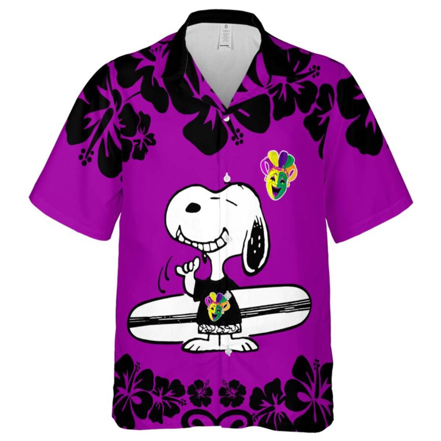 Customized Mardi Gras Surfing Snoopy Hawaiian Shirt Fashion forward